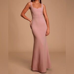 Lulus Sweetest Thing Mauve Pink Sweetheart Maxi Dress - Size XS